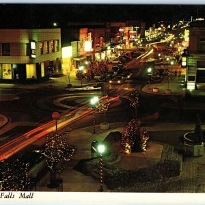 c1970s Twin Falls, ID Downtown Mall Night Main St High Exposure Traffic Light M2