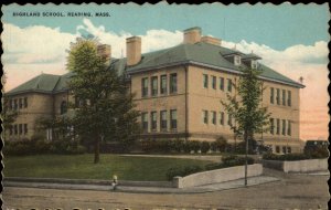 Reading Massachusetts MA School Linen 1930s-50s Linen Postcard
