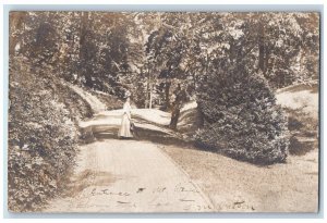1908 Entrance To Mt. Vernon Woman Umbrella Hat Malcolm MD RPPC Photo Postcard