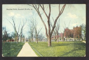 COUNCIL BLUFFS IOWA BAYLISS PARK DOWNTOWN VINTAGE POSTCARD 1912 IA.