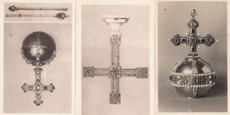 Wien Schafzkammer Religious Crucifix Antique Royal Regalia 3x German Postcard s