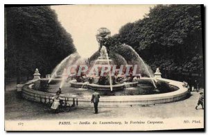 Postcard Old Paris Luxembourg Garden Fountain Carpeaux