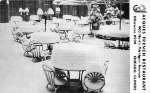 Chicago Illinois 1950s Postcard Acques French Restaurant Patio Snow