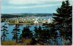 VINTAGE POSTCARD PANORAMIC VIEW MAHONE BAY COAST OF NOVA SCOTIA MINT UNUSED RARE