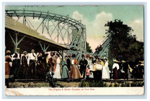 1908 Figure 8 Roller Coaster Fort Erie Ontario Canada Amusement Park Postcard