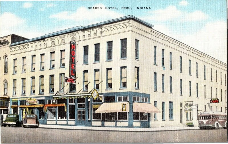 View of Bearss Hotel, Peru IN Vintage Linen Postcard F34