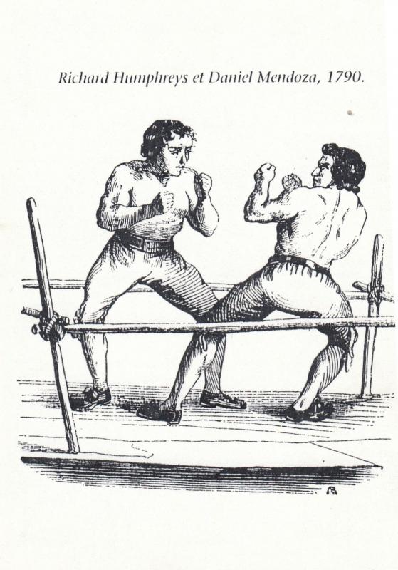 Richard Humphreys vs Daniel Mendoza 1790 Boxing Fight Postcard