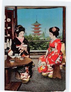 Postcard Maiko girls Kyoto Japan