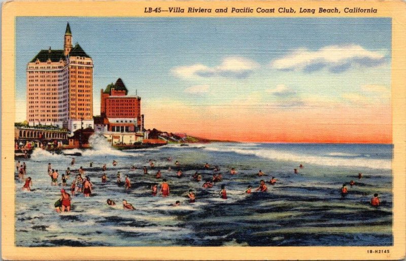 Long Beach, CA California  VILLA RIVIERA~PACIFIC COAST CLUB  ca1940's Postcard