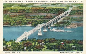 Steamer at Rip Van Winkle Bridge - Hudson River Catskill Mountains NY New York