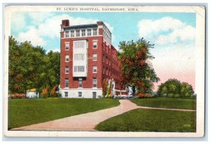 c1920 St. Lukes Hospital Exterior Building Field Davenport Iowa Vintage Postcard