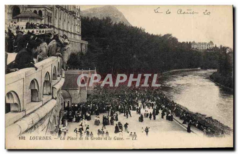 Old Postcard Lourdes Grotto Place and Station