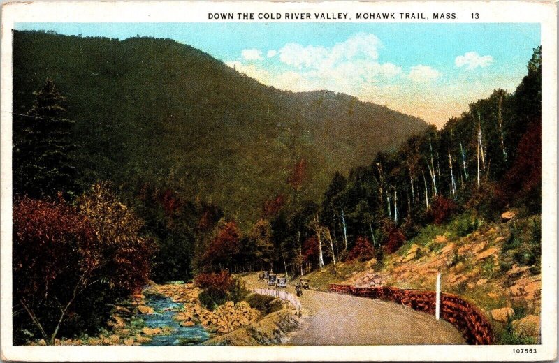 Cold River Valley Scenic Landscape Mohawk Trail Massachusetts WB Postcard 