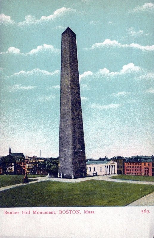 VINTAGE POSTCARD BUNKER HILL MONUMENT AT BOSTON c. 1905 MADE IN GERMANY UDB