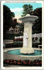 1936 Fountain To The Pilgrim Mothers Of Mayflower Plymouth MA Posted Postcard