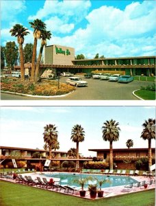 2~Roadside Postcards SCOTTSDALE AZ Arizona HOTEL VALLEY HO & POOL VIEW 50's Cars