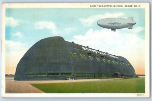 1940 Akron Ohio OH Vintage Postcard Good Year Zeppelin Dock Airship Factory