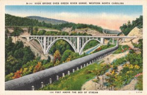 High Bridge Green River Gorge Western North Carolina c.1940's Postcard A73