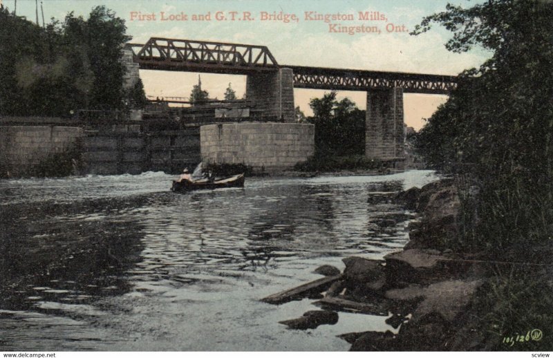 KINGSTON MILLS , Ontario, Canada, 1900-1910's; First Lock & G.T.R. Bridge