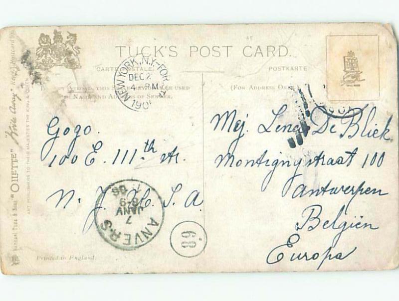 foreign 1906 Tuck Postcard signed PEOPLE GETTING INTO STAGECOACH AC3845