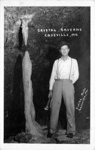 Cassville Missouri Crystal Caverns 1940s RPPC Photo Postcard 21-7556