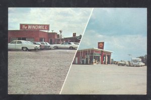 BOONVILLE MISSOURI THE WINDMILL RESTAURANT GAS STATION VINTAGE POSTCARD