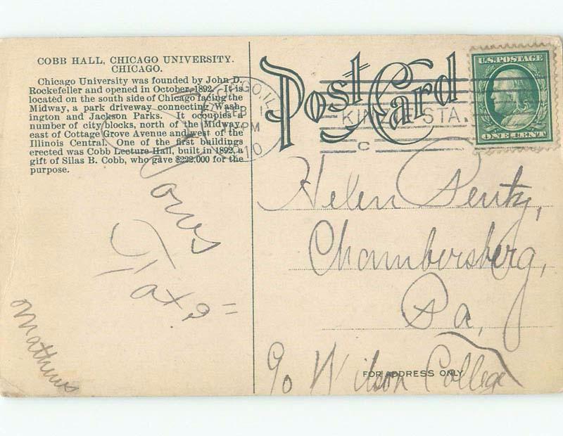 Divided-Back Chicago University - Chicago Illinois IL E1172