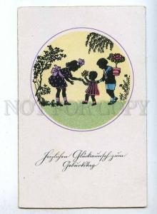 187366 SILHOUETTE Charming Kids in Garden Vintage COLORFUL PC