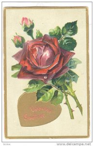 TUCK #11, Valentine Greetings, Embossed Red Rose, PU-1910