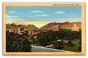 Birds Eye View Ogden Utah UT UNP Linen Postcard N18