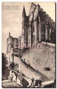 Old Postcard Mont St Michel Tower North and Entrance of the Abbey