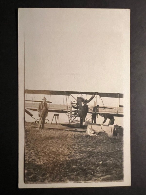 Mint Postcard RPPC Biplane Aircraft Pilot Plane Flight Aviation