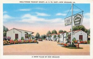 NEW ORLEANS LA Hollywood Tourist Court Roadside US 90 Vintage Postcard ca 1930s