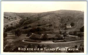 RPPC  TURNER FALLS, Oklahoma  OK   Birdseye TURNER FALLS TAVERN  c1930s Postcard