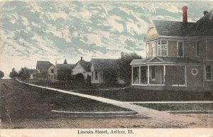F89/ Arthur Illinois Postcard c1910 Lincoln Street Homes