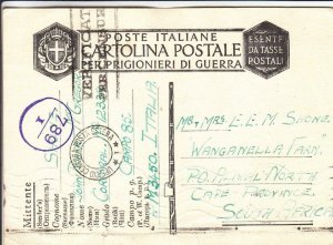 1943, South African POW in Italian Camp 85 to Cape Province, S. Africa (C2820)