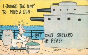 1942 Larry Smith WW2 Pea Shell guns Sailor comic Humor Kropp Postcard 22-8806