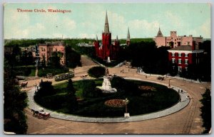 Washington DC c1910 Postcard Thomas Circle Ward Statue Memorial Church