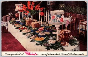 Vtg Palo Alto San Francisco CA Smorgasbord at Richey's Restaurant 1940s Postcard