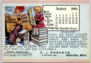 Postcard - D. J. Roberts, - Glenville, Minnesota