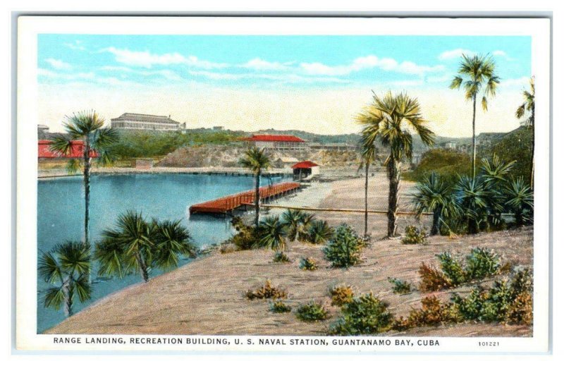 GUANTANAMO BAY Cuba  US NAVAL STATION Recreation Building c1920s Postcard