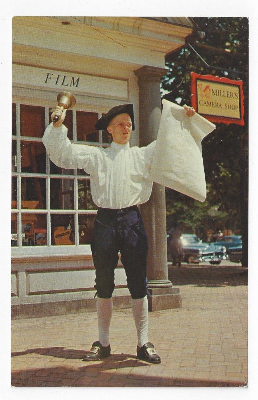 Town Crier Williamsburg Virginia Vintage VA Postcard Posted 1970