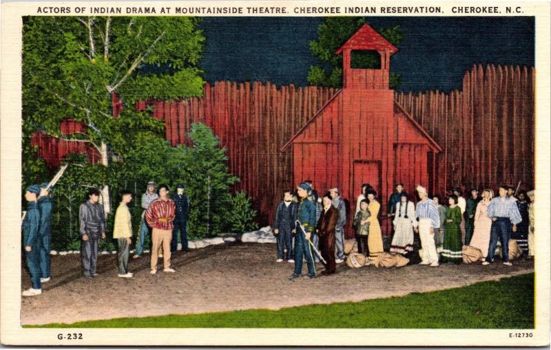 Mountainside Theatre Cherokee Reservation Cherokee NC Vintage Postcard K19