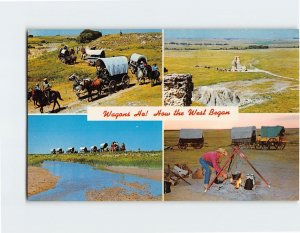 Postcard Wagons Ho! How the West Began Quinter Kansas USA