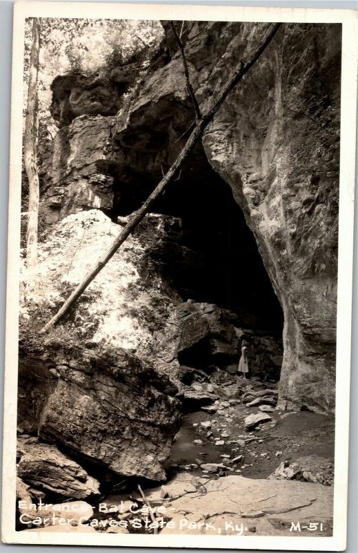 RPPC Bat Cave, Carter Caves State Park KY c1956 Vintage Photo Postcard M21