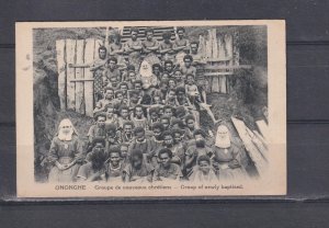 PAPUA NEW GUINEA, ONONGHE, GROUP OF NEWLY BAPTISED c1920 Sacre Couer ppc, unused