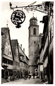 Tower Alley Dinkelsbuhl Germany  Black And White Postcard