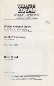 Nigel Douglas Peter Massocchi Billy Budd Welsh Opera Theatre Programme