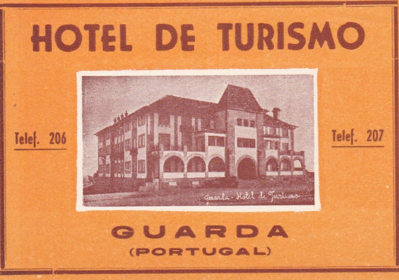 Portugal Guarda Hotel De Turismo Vintage Luggage Label sk2737