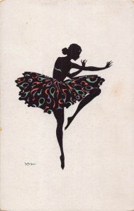 J76/ Interesting Postcard c1910 Silouette Dancer Ballet Woman Artistic 458